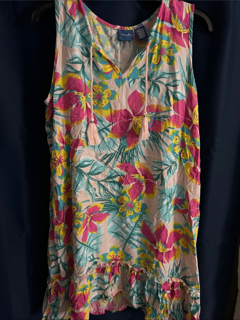 Caribbean Joe Pink, Yellow & Teal Floral Swim Cover-Up